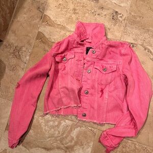 Abercrombie Neon Pink Denim Jacket size Small